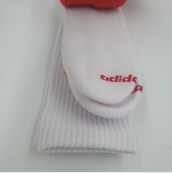 3 Pair Adidas Crew Socks, Men's Shoe Size 6-12, Red, White, Tie Dye - Picture 7 of 8